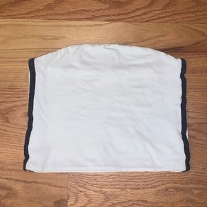 Brandy Melville White and Navy Blue Tube Top
